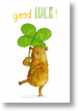 Bear With Four-leaf Clover, Good Luck Card
