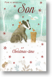 Badger and Friends, Cute Son Christmas Card