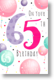 Balloons, 65th Birthday Card