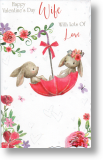 Bunnies, Cute Wife Valentine's Day Card - Large Card