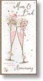Champagne Flutes, Mum and Dad Anniversary Card