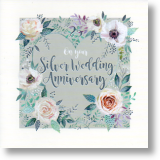 Floral Heart, Silver Anniversary Card