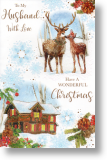 Reindeer, Traditional Husband Christmas Card