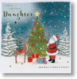 Santa & Reindeer, Daughter Christmas Card