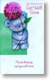 Teddy With Blossom, Cute Get Well Card
