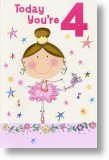 Ballerina, 4th Birthday Card