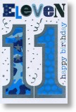 Blue Eleven, 11th Birthday Card