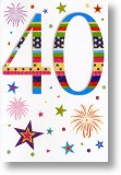 Fireworks and Stars, 40th Birthday Card