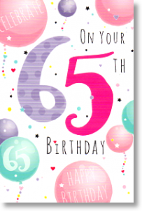 Balloons, 65th Birthday Card
