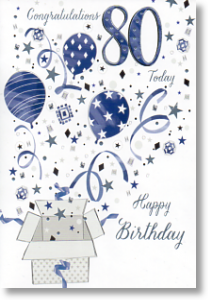 Balloons, 80th Birthday Card