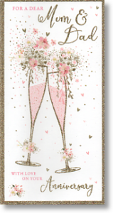Champagne Flutes, Mum and Dad Anniversary Card