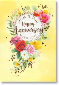 Flowers, floral Mum & Dad Anniversary Card