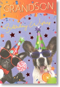 Party Pooches Grandson Birthday Card