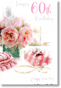 Pink Peonies, 60th Birthday Card