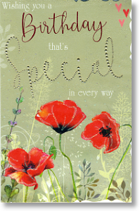 Red-Poppies, Birthday Card for Her