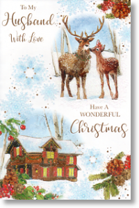 Reindeer, Traditional Husband Christmas Card