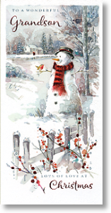 Snowman, Grandson Christmas Card