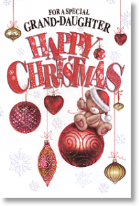 Cute Bear, Grand-daughter Christmas Card