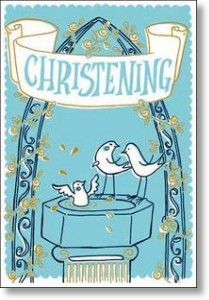 Birds in Font, Christening Card