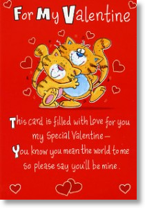 Cuddling Cats, Cute Valentine's Day Card
