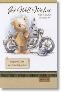 Motorbike Bear, Cute Get Well Card