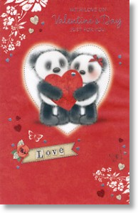 Pandas, Cute Large Valentine's Day Card
