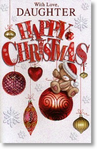 Festive Teddy, Daughter Christmas Card